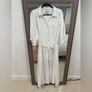 Anthropologie Mona Button-Down Linen Maxi Dress